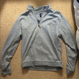 johnnie-O Heathered Green Striped Quarter-Zip
